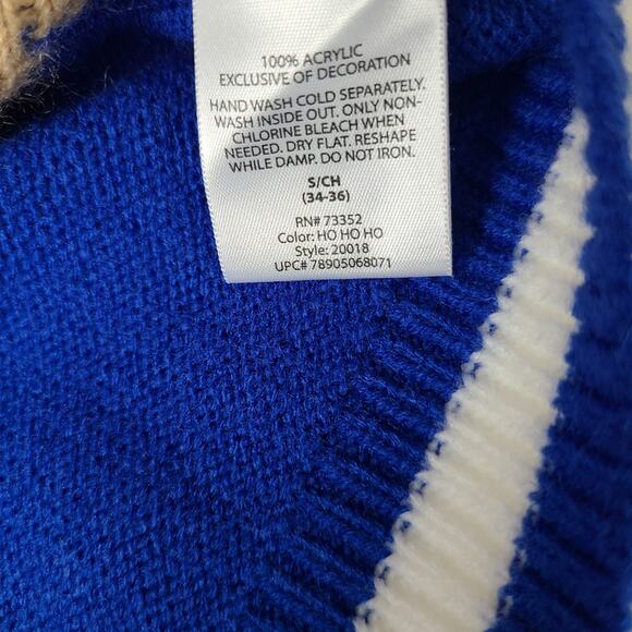 Jolly Sweaters Womens S Blue Holiday Ugly Sweater Christmas Party Reindeer Knit - Picture 5 of 12